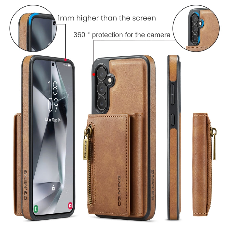 For Samsung Galaxy S24 5G DG.MING M5 Series Zip RFID Multi Card Detachable Leather Phone Case(Brown) - Galaxy S24 5G Cases by DG.MING | Online Shopping South Africa | PMC Jewellery | Buy Now Pay Later Mobicred