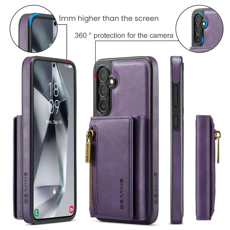 For Samsung Galaxy S24 FE 5G DG.MING M5 Series Zip RFID Multi Card Detachable Leather Phone Case(Purple) - Galaxy S24 FE 5G Cases by DG.MING | Online Shopping South Africa | PMC Jewellery | Buy Now Pay Later Mobicred