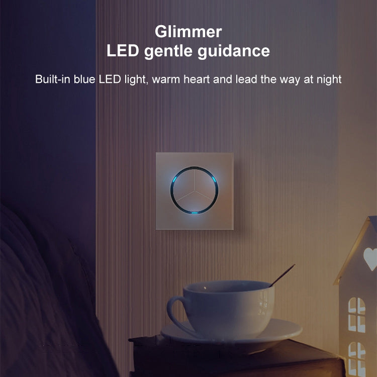 86mm Round LED Tempered Glass Switch Panel, Gray Round Glass, Style:Telephone Socket - Switch by PMC TechLife | Online Shopping South Africa | PMC TechLife | Buy Now Pay Later Mobicred