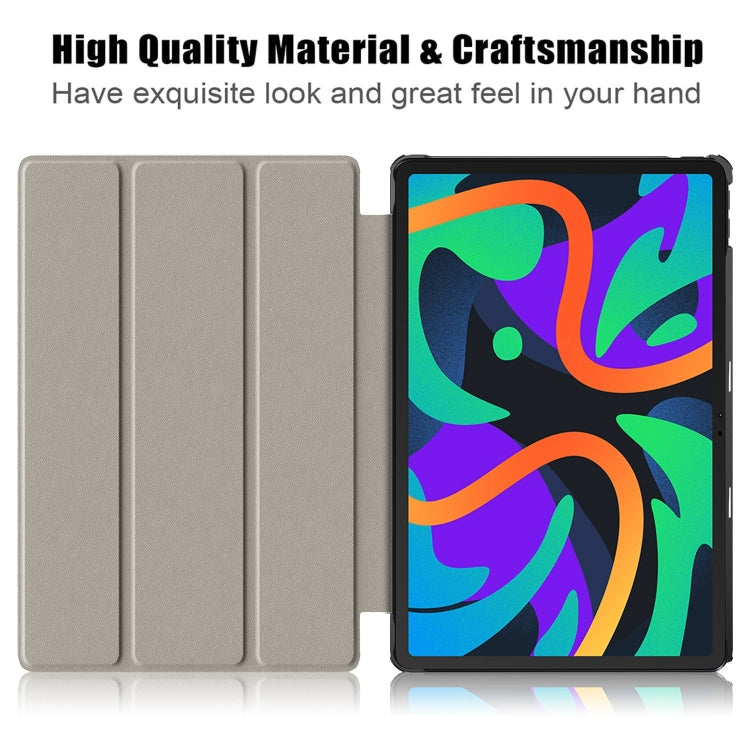 For Lenovo Tab M11/ Xiaoxin Pad 11 2024 Custer Pure Color 3-folding Leather Smart Tablet Case(Dark Blue) - Lenovo by PMC Jewellery | Online Shopping South Africa | PMC Jewellery | Buy Now Pay Later Mobicred