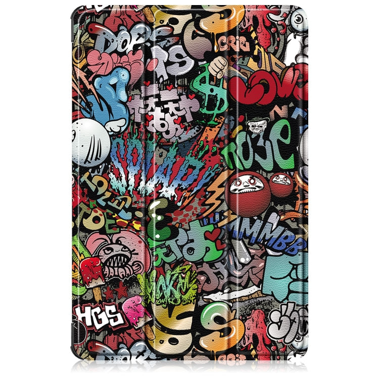 For Lenovo Tab M11/ Xiaoxin Pad 11 2024 Custer Coloured Drawing 3-folding Leather Smart Tablet Case(Graffiti) - Lenovo by PMC Jewellery | Online Shopping South Africa | PMC Jewellery | Buy Now Pay Later Mobicred