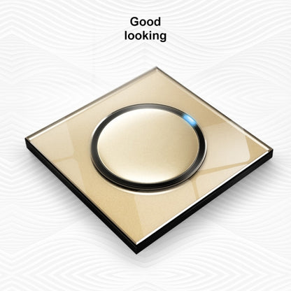 86mm Round LED Tempered Glass Switch Panel, Gold Round Glass, Style:Two Open Dual Control - Switch by PMC Jewellery | Online Shopping South Africa | PMC Jewellery | Buy Now Pay Later Mobicred