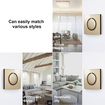 86mm Round LED Tempered Glass Switch Panel, Gold Round Glass, Style:Four Billing Control - Switch by PMC Jewellery | Online Shopping South Africa | PMC Jewellery | Buy Now Pay Later Mobicred