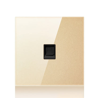 86mm Round LED Tempered Glass Switch Panel, Gold Round Glass, Style:Computer Socket - Switch by PMC Jewellery | Online Shopping South Africa | PMC Jewellery | Buy Now Pay Later Mobicred