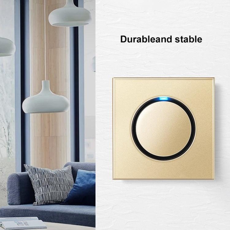 86mm Round LED Tempered Glass Switch Panel, Gold Round Glass, Style:Computer Socket - Switch by PMC Jewellery | Online Shopping South Africa | PMC Jewellery | Buy Now Pay Later Mobicred