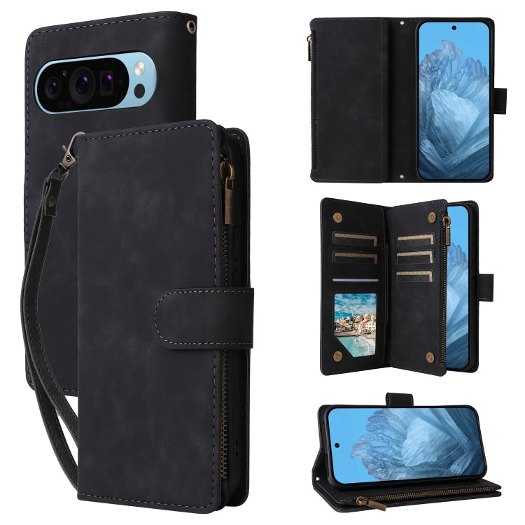 For Google Pixel 9 Multifunctional Multi-Card Wallet Phone Leather Case(Black) - Google Cases by PMC Jewellery | Online Shopping South Africa | PMC Jewellery | Buy Now Pay Later Mobicred