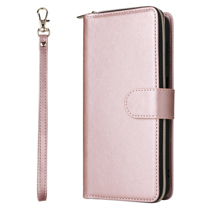 For Samsung Galaxy A15 5G 9-Card Slots Zipper Wallet Bag Leather Phone Case(Rose Gold) - Galaxy Phone Cases by PMC Jewellery | Online Shopping South Africa | PMC Jewellery | Buy Now Pay Later Mobicred