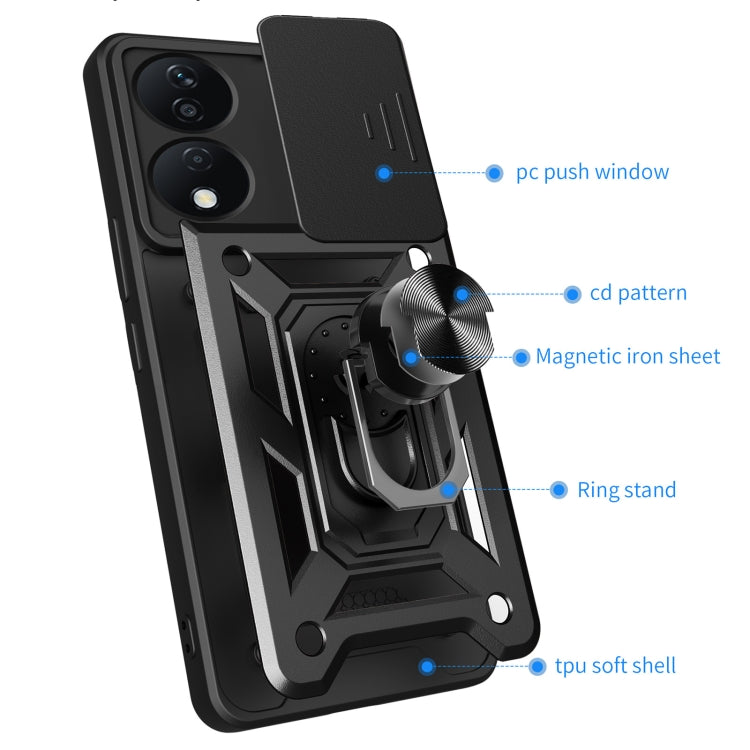 For Honor X7b Sliding Camera Cover Design TPU+PC Phone Case(Blue) - Honor Cases by PMC TechLife | Online Shopping South Africa | PMC TechLife | Buy Now Pay Later Mobicred