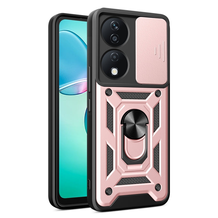 For Honor X7b Sliding Camera Cover Design TPU+PC Phone Case(Rose Gold) - Honor Cases by PMC TechLife | Online Shopping South Africa | PMC TechLife | Buy Now Pay Later Mobicred