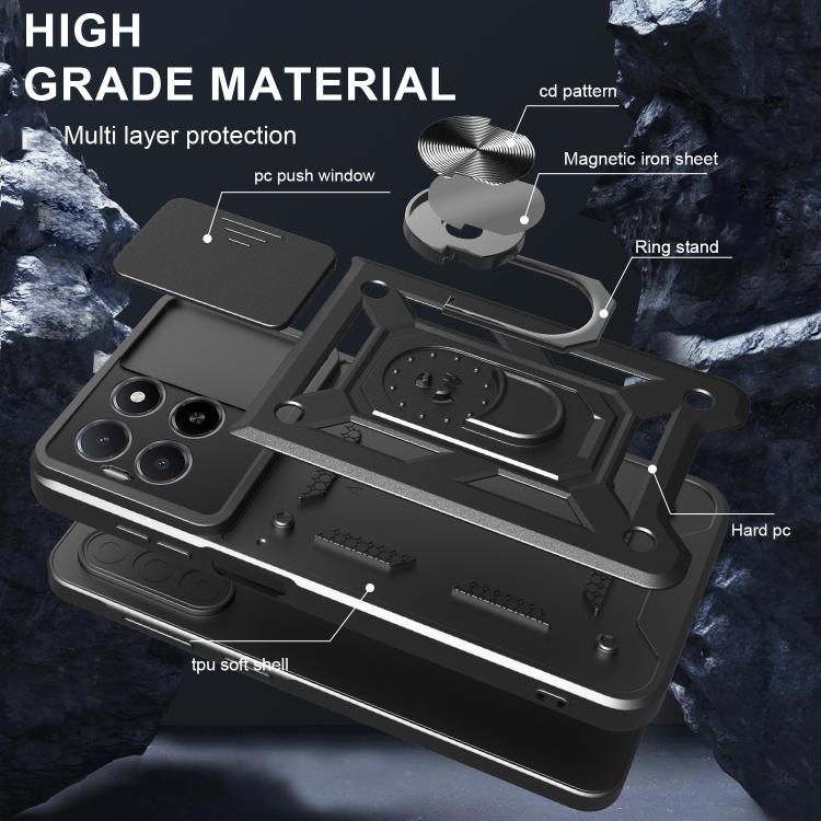 For Honor X5b Plus Sliding Camera Cover Design TPU+PC Phone Case(Blue) - free shipping - PMC TechLife - Order now!