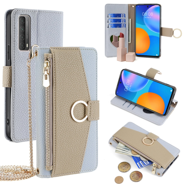 For Huawei P Smart 2021 Crossbody Litchi Texture Leather Phone Case(Blue) - Huawei Cases by PMC TechLife | Online Shopping South Africa | PMC TechLife | Buy Now Pay Later Mobicred