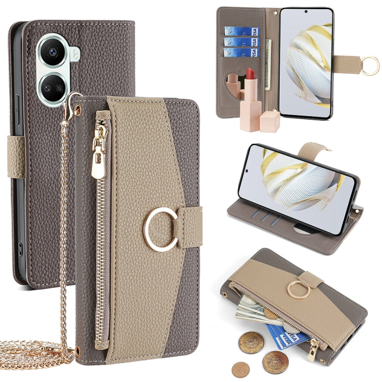 For Huawei nova 10 SE Crossbody Litchi Texture Leather Phone Case(Grey) - Huawei Cases by PMC TechLife | Online Shopping South Africa | PMC TechLife | Buy Now Pay Later Mobicred