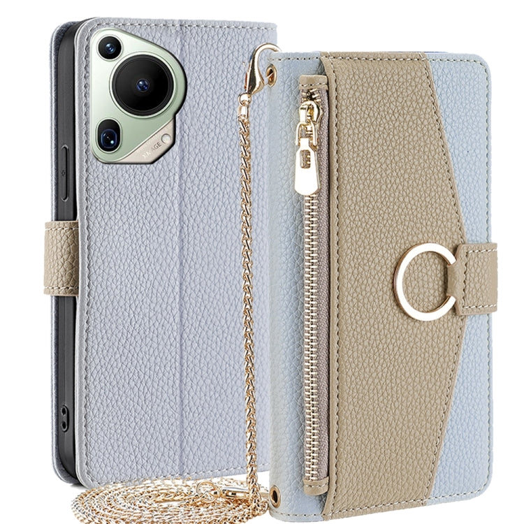 For Huawei Pura 70 Ultra 5G Crossbody Litchi Texture Leather Phone Case(Blue) - Huawei Cases by PMC Jewellery | Online Shopping South Africa | PMC Jewellery | Buy Now Pay Later Mobicred