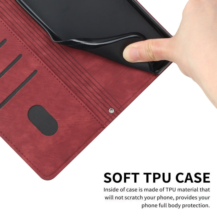 For Tecno Spark Go 2024 / POP 8 Skin Feel Stripe Pattern Leather Phone Case with Lanyard(Red) - free shipping - PMC Jewellery - Order now!