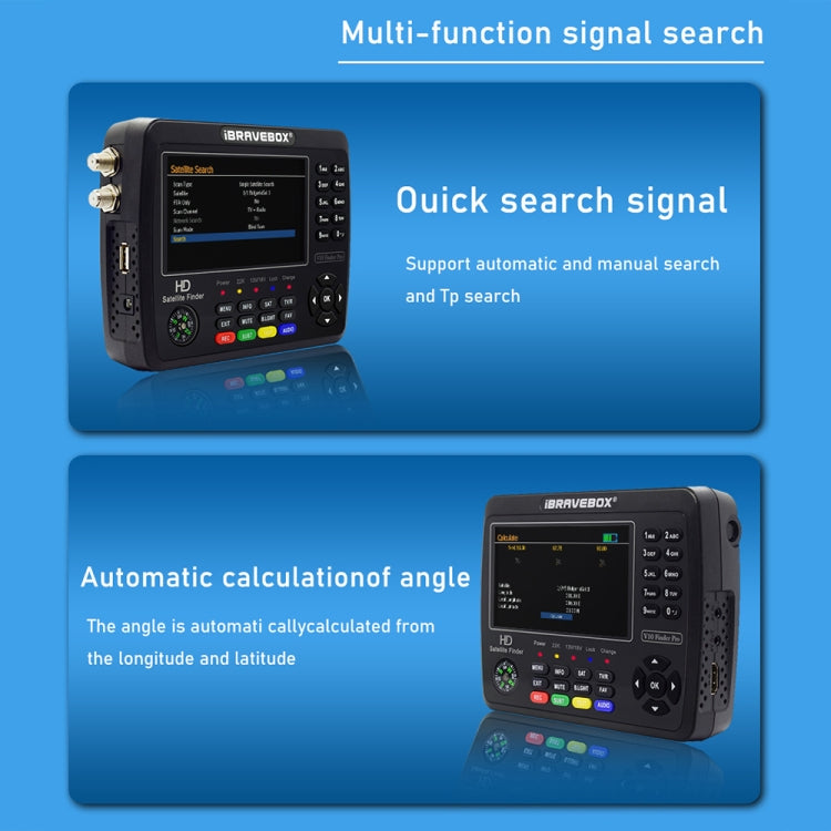 iBRAVEBOX V10 Finder Pro 4.3 inch Display Digital Satellite Meter Signal Finder, Support DVB-S/S2/S2X/T/T2/C, Plug Type:UK Plug(Black) - Satellite Finder by PMC Jewellery | Online Shopping South Africa | PMC Jewellery | Buy Now Pay Later Mobicred