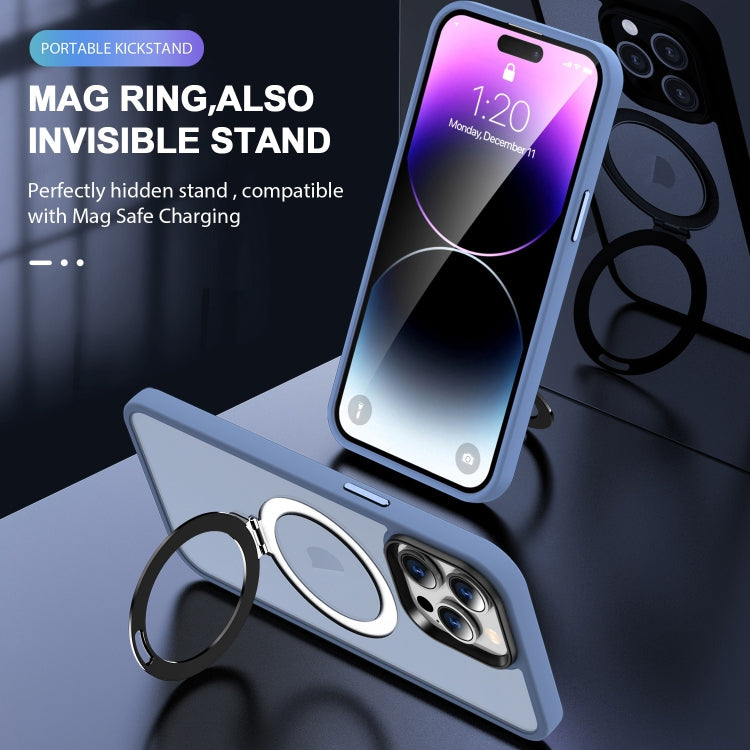 For iPhone 14 MagSafe Holder Skin-feel PC Hybrid TPU Phone Case(Blue) - iPhone 14 Cases by PMC TechLife | Online Shopping South Africa | PMC TechLife