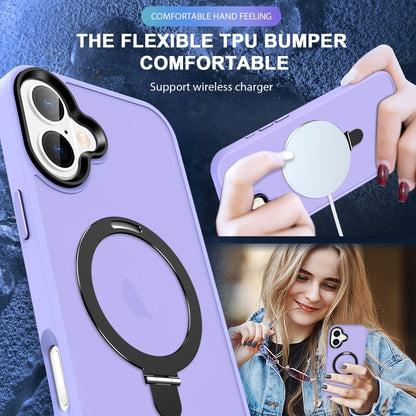 For iPhone 16 Plus Skin-feel MagSafe Holder PC Hybrid TPU Phone Case(Purple) - iPhone 16 Plus Cases by PMC Jewellery | Online Shopping South Africa | PMC Jewellery | Buy Now Pay Later Mobicred