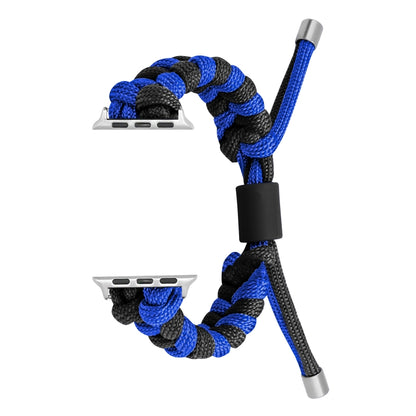 For Apple Watch SE 2023 44mm Paracord Fishtail Braided Silicone Bead Watch Band(Black Blue) - Watch Bands by PMC Jewellery | Online Shopping South Africa | PMC Jewellery