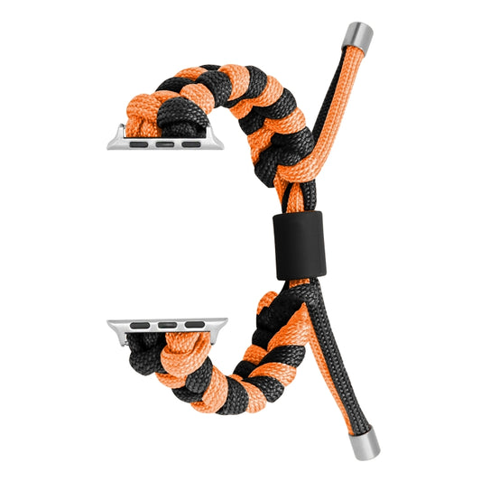 For Apple Watch Ultra 2 49mm Paracord Fishtail Braided Silicone Bead Watch Band(Black Orange) - Watch Bands by PMC Jewellery | Online Shopping South Africa | PMC Jewellery | Buy Now Pay Later Mobicred