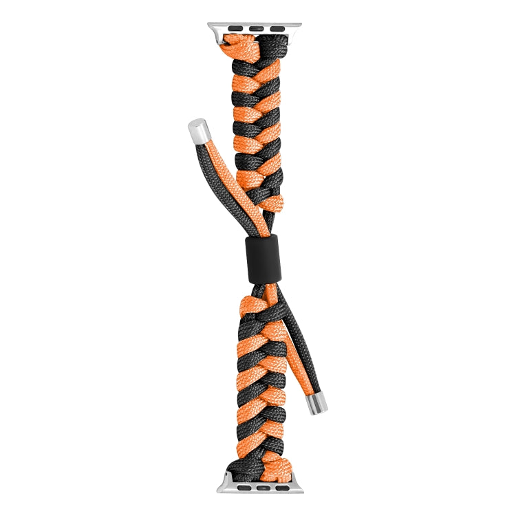 For Apple Watch Ultra 2 49mm Paracord Fishtail Braided Silicone Bead Watch Band(Black Orange) - Watch Bands by PMC Jewellery | Online Shopping South Africa | PMC Jewellery | Buy Now Pay Later Mobicred