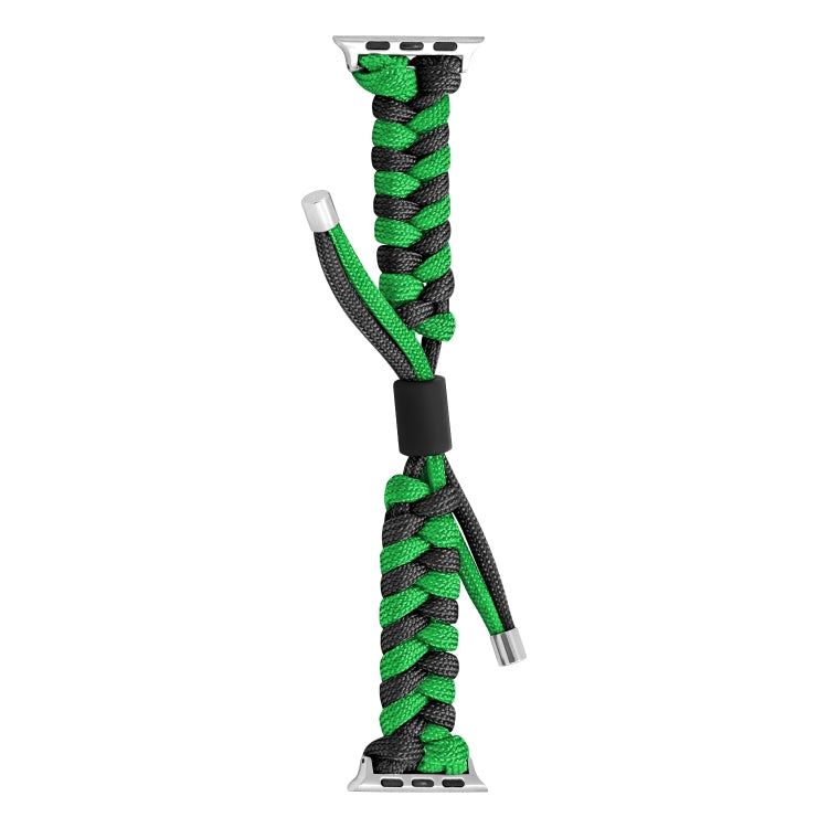 For Apple Watch Ultra 2 49mm Paracord Fishtail Braided Silicone Bead Watch Band(Black Green) - Watch Bands by PMC Jewellery | Online Shopping South Africa | PMC Jewellery | Buy Now Pay Later Mobicred