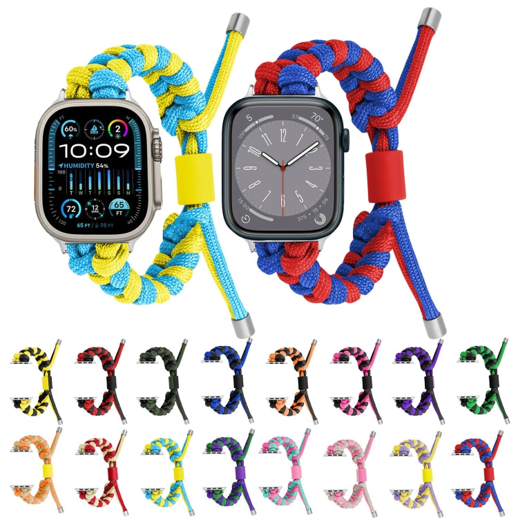 For Apple Watch Ultra 2 49mm Paracord Fishtail Braided Silicone Bead Watch Band(Black Blue) - Watch Bands by PMC Jewellery | Online Shopping South Africa | PMC Jewellery | Buy Now Pay Later Mobicred