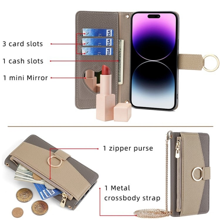 For Kyocera Android One S10 Crossbody Litchi Texture Leather Phone Case(Grey) - More Brand by PMC TechLife | Online Shopping South Africa | PMC TechLife | Buy Now Pay Later Mobicred