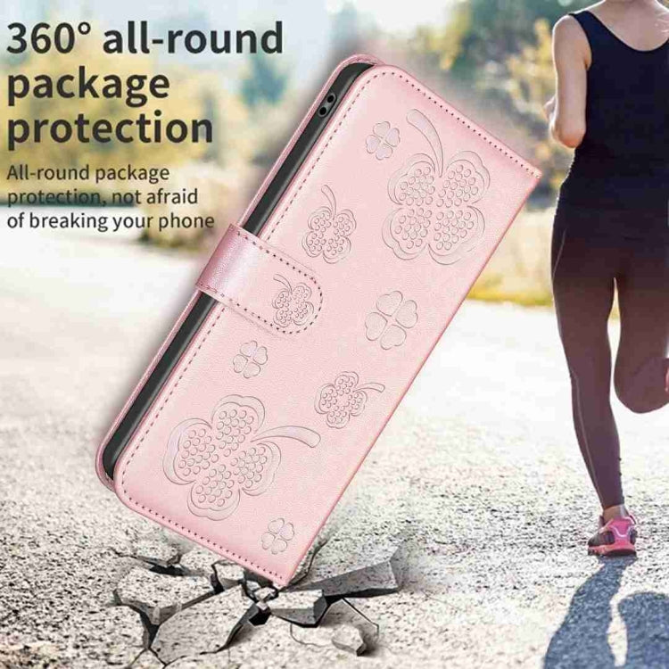 For Xiaomi Redmi Note 13 Pro+ 5G Four-leaf Embossed Leather Phone Case(Pink) - Note 13 Pro+ Cases by PMC Jewellery | Online Shopping South Africa | PMC Jewellery | Buy Now Pay Later Mobicred