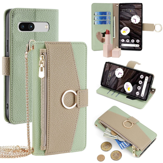 For Google Pixel 7a Crossbody Litchi Texture Leather Phone Case(Green) - Google Cases by PMC Jewellery | Online Shopping South Africa | PMC Jewellery | Buy Now Pay Later Mobicred