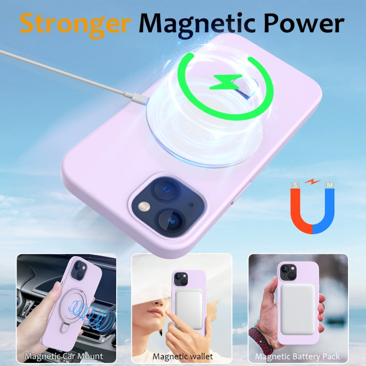 For iPhone 13 MagSafe Magnetic Liquid Silicone Phone Case with Ring Holder(Lilac Purple) - iPhone 13 Cases by PMC TechLife | Online Shopping South Africa | PMC TechLife