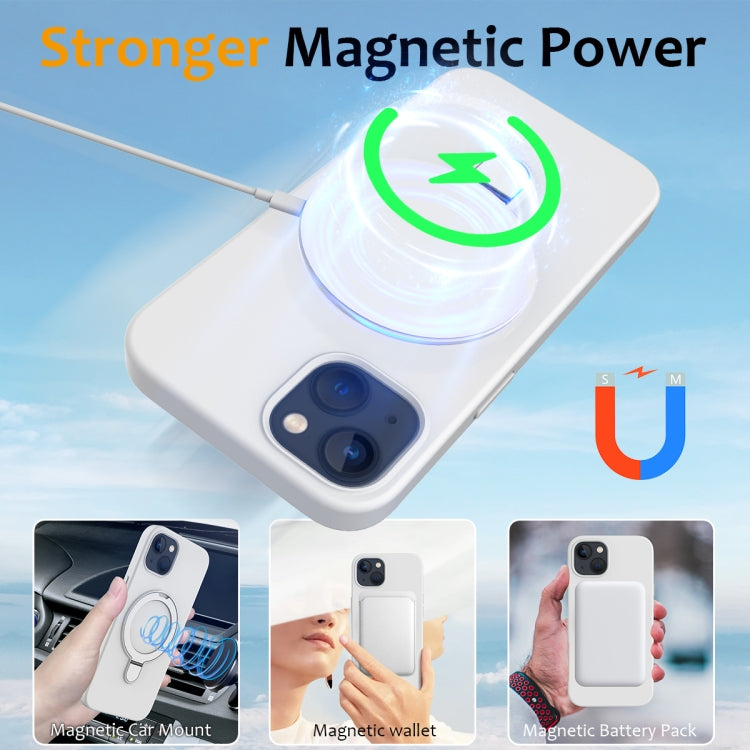 For iPhone 15 MagSafe Magnetic Liquid Silicone Phone Case with Ring Holder(White) - iPhone 15 Cases by PMC Jewellery | Online Shopping South Africa | PMC Jewellery