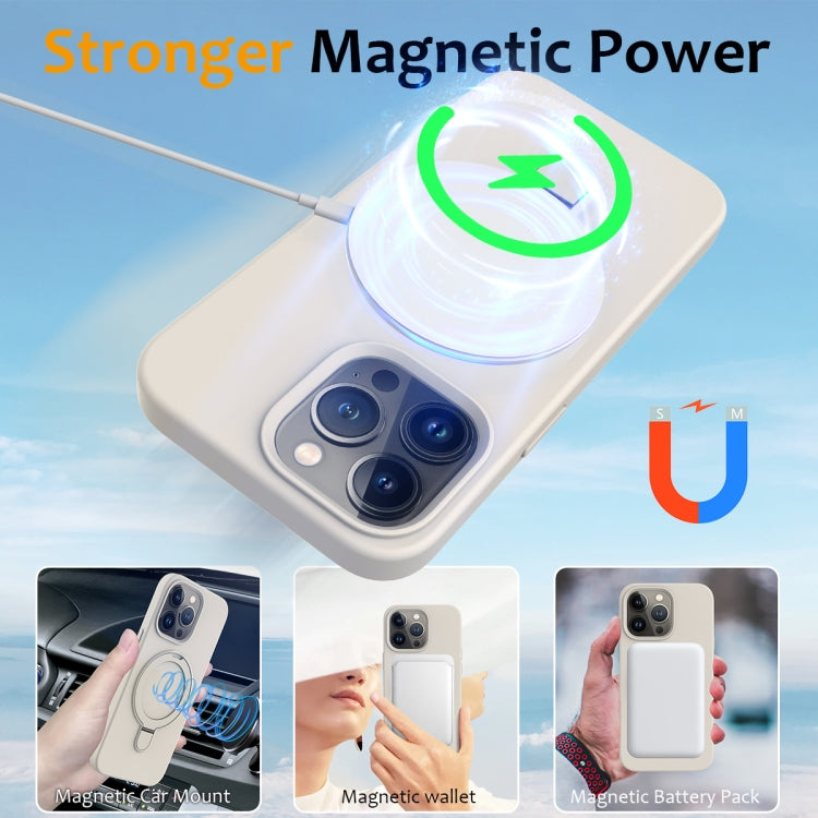 For iPhone 15 Pro MagSafe Magnetic Liquid Silicone Phone Case with Ring Holder(Antique White) - iPhone 15 Pro Cases by PMC TechLife | Online Shopping South Africa | PMC TechLife