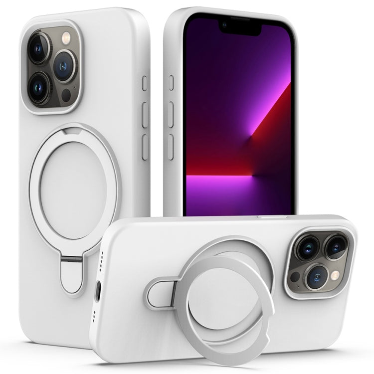 For iPhone 16 Pro Max Liquid Silicone MagSafe Magnetic Phone Case with Ring Holder(White) - iPhone 16 Pro Max Cases by PMC Jewellery | Online Shopping South Africa | PMC Jewellery | Buy Now Pay Later Mobicred