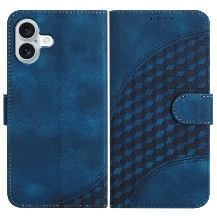 For iPhone 16 Plus YX0060 Elephant Head Embossed Phone Leather Case with Lanyard(Royal Blue) - iPhone 16 Plus Cases by PMC Jewellery | Online Shopping South Africa | PMC Jewellery | Buy Now Pay Later Mobicred