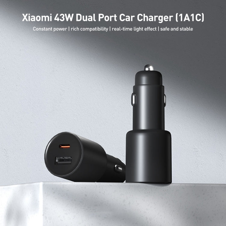 Original Xiaomi 43W Dual Ports USB + USB-C / Type-C Car Charger 1A1C(Black) - Car Charger by Xiaomi | Online Shopping South Africa | PMC Jewellery | Buy Now Pay Later Mobicred