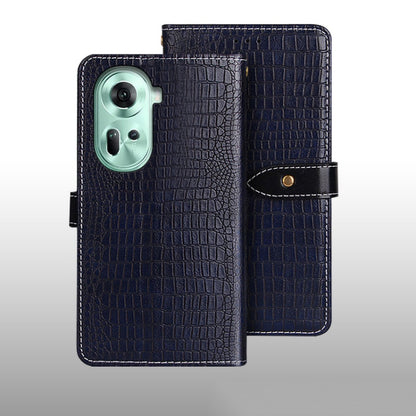 For OPPO Reno11 5G Global idewei Crocodile Texture Leather Phone Case(Dark Blue) - Reno11 Cases by idewei | Online Shopping South Africa | PMC Jewellery | Buy Now Pay Later Mobicred