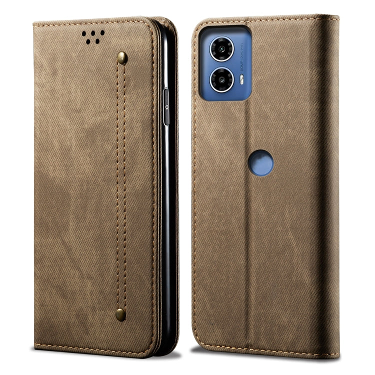 For Motorola Moto G04 / G24 Denim Texture Flip Leather Phone Case(Khaki) - free shipping - PMC TechLife - Order now!