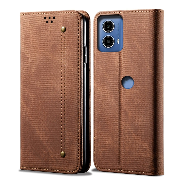 For Motorola Moto G04 / G24 Denim Texture Flip Leather Phone Case(Brown) - free shipping - PMC TechLife - Order now!