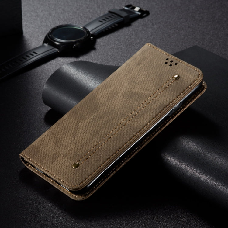 For Motorola Moto G34 Denim Texture Flip Leather Phone Case(Khaki) - free shipping - PMC TechLife - Order now!