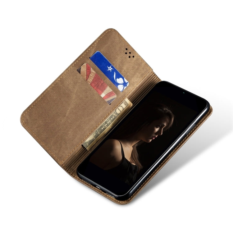 For Motorola Moto G34 Denim Texture Flip Leather Phone Case(Khaki) - free shipping - PMC TechLife - Order now!