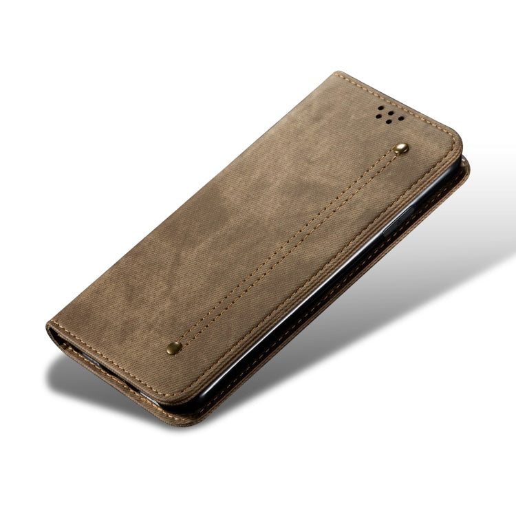 For Motorola Moto E14 Denim Texture Flip Leather Phone Case(Khaki) - free shipping - PMC TechLife - Order now!