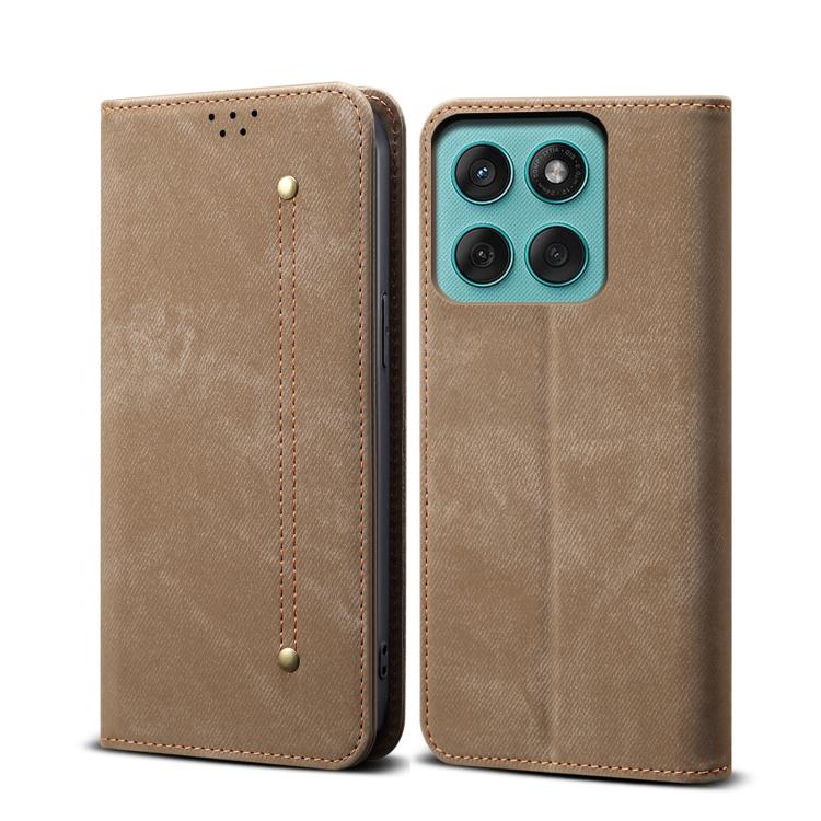 For Motorola Moto G86 Power Denim Texture Flip Leather Phone Case(Khaki) - free shipping - PMC TechLife - Order now!