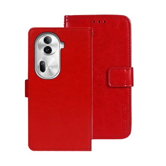 For OPPO Reno11 Pro 5G Global idewei Crazy Horse Texture Leather Phone Case with Holder(Red) - Reno11 Pro Cases by idewei | Online Shopping South Africa | PMC Jewellery | Buy Now Pay Later Mobicred