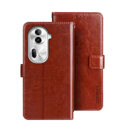 For OPPO Reno11 Pro 5G Global idewei Crazy Horse Texture Leather Phone Case with Holder(Brown) - Reno11 Pro Cases by idewei | Online Shopping South Africa | PMC Jewellery | Buy Now Pay Later Mobicred