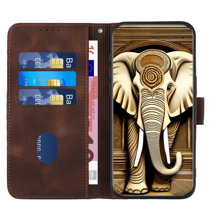 For Google Pixel 9 YX0060 Elephant Head Embossed Phone Leather Case with Lanyard(Coffee) - Google Cases by PMC Jewellery | Online Shopping South Africa | PMC Jewellery | Buy Now Pay Later Mobicred