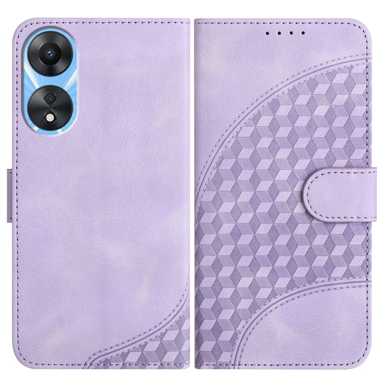 For OPPO A58 4G YX0060 Elephant Head Embossed Phone Leather Case with Lanyard(Light Purple) - OPPO Cases by PMC Jewellery | Online Shopping South Africa | PMC Jewellery | Buy Now Pay Later Mobicred