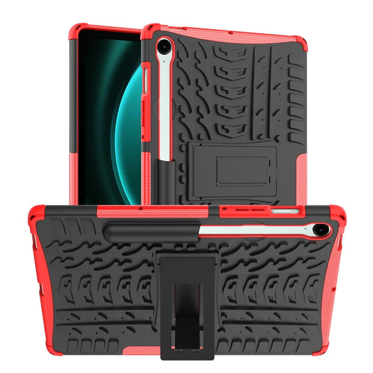 For Samsung Galaxy Tab S9 FE Tire Texture TPU + PC Tablet Case with Holder(Red) - Galaxy Tab S9 FE by PMC Jewellery | Online Shopping South Africa | PMC Jewellery | Buy Now Pay Later Mobicred