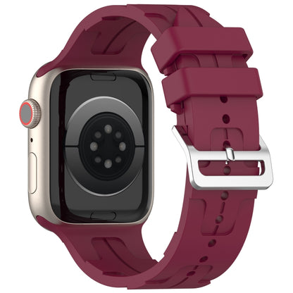 For Apple Watch Series 4 40mm H Texture Silicone Ladder Buckle Watch Band(Wine Red) - Watch Bands by PMC Jewellery | Online Shopping South Africa | PMC Jewellery