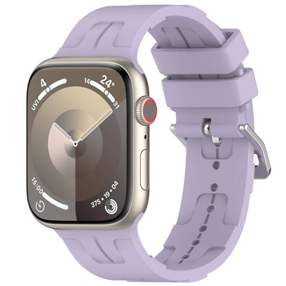 For Apple Watch Series 2 42mm H Texture Silicone Ladder Buckle Watch Band(Purple) - Watch Bands by PMC Jewellery | Online Shopping South Africa | PMC Jewellery