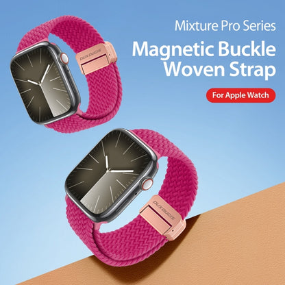 For Apple Watch Series 7 45mm DUX DUCIS Mixture Pro Series Magnetic Buckle Nylon Braid Watch Band(Raspberry Color) - Watch Bands by DUX DUCIS | Online Shopping South Africa | PMC Jewellery | Buy Now Pay Later Mobicred